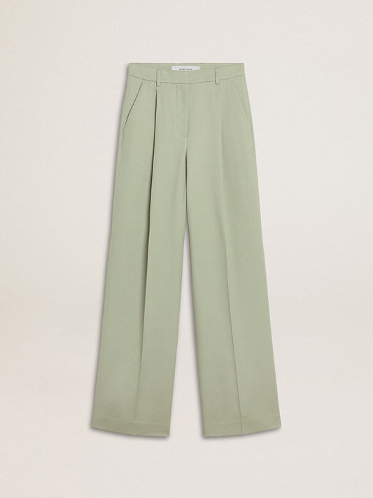 Women's pants in sage-green wool - Golden Goose Women