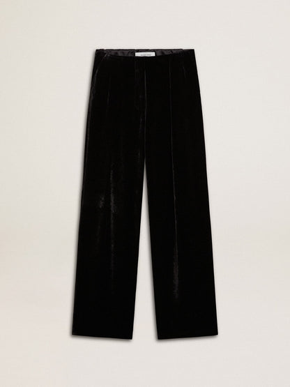 Black velvet-effect pants - Golden Goose Women