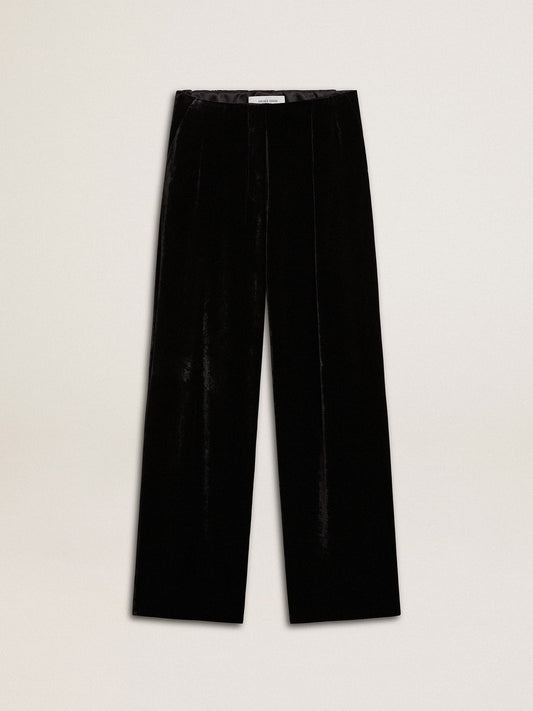 Black velvet-effect pants - Golden Goose Women