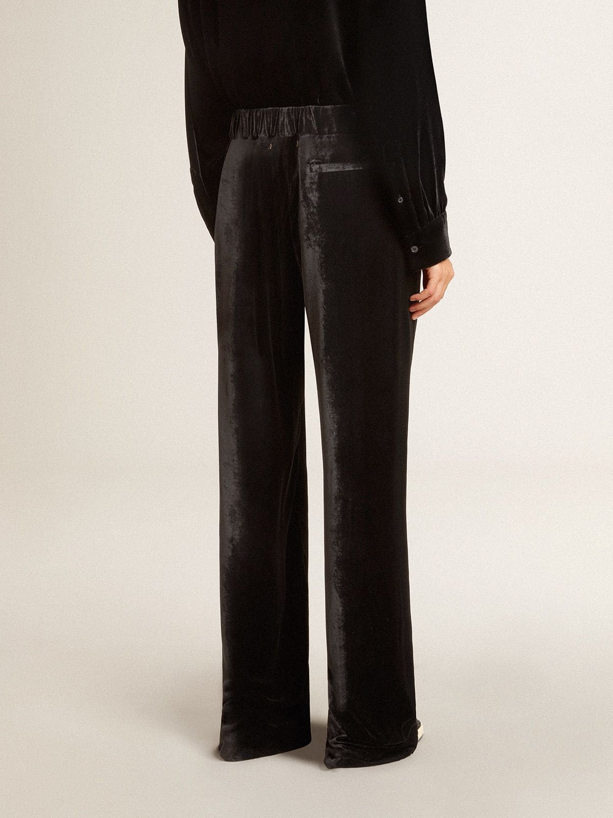 Black velvet-effect pants - Golden Goose Women