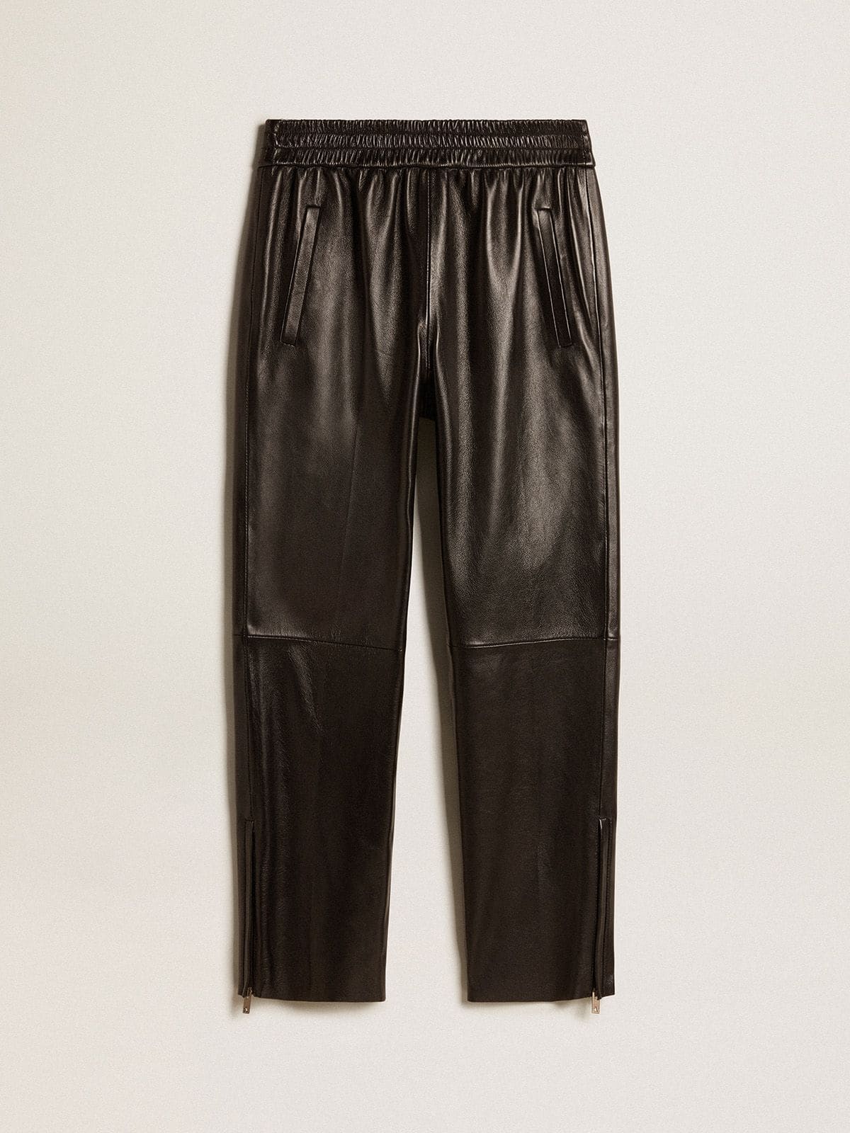 Black joggers in nappa leather with zip at the base - Golden Goose Women