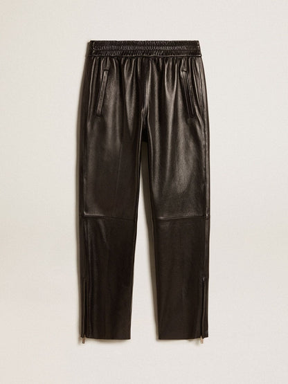Black joggers in nappa leather with zip at the base - Golden Goose Women
