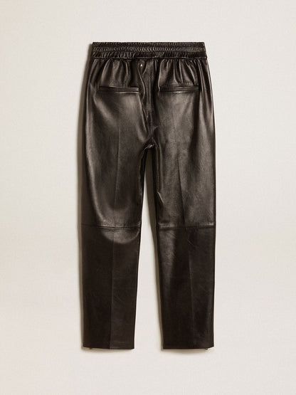 Black joggers in nappa leather with zip at the base - Golden Goose Women