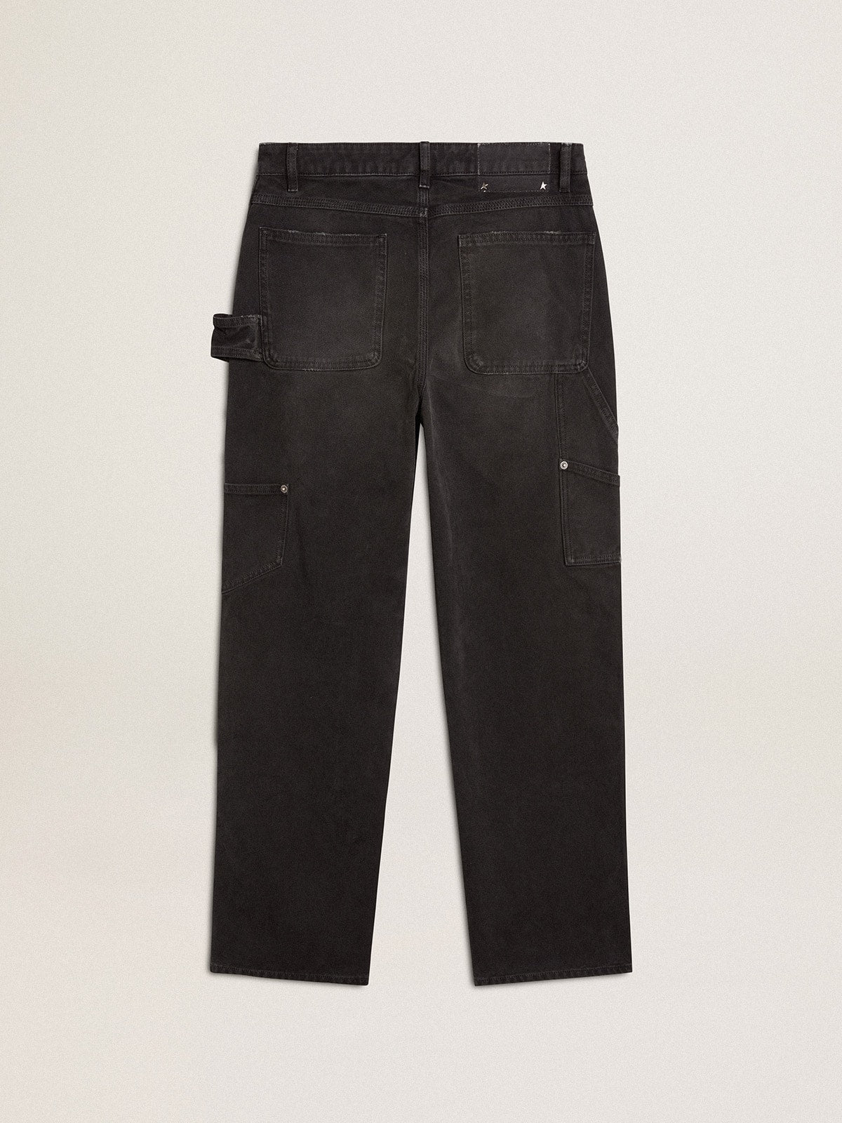 Women's distressed black cotton jeans with front patches - Golden Goose Women