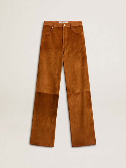 Women's tobacco-colored split leather pants - Golden Goose Women