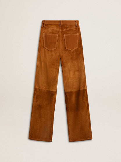 Women's tobacco-colored split leather pants - Golden Goose Women