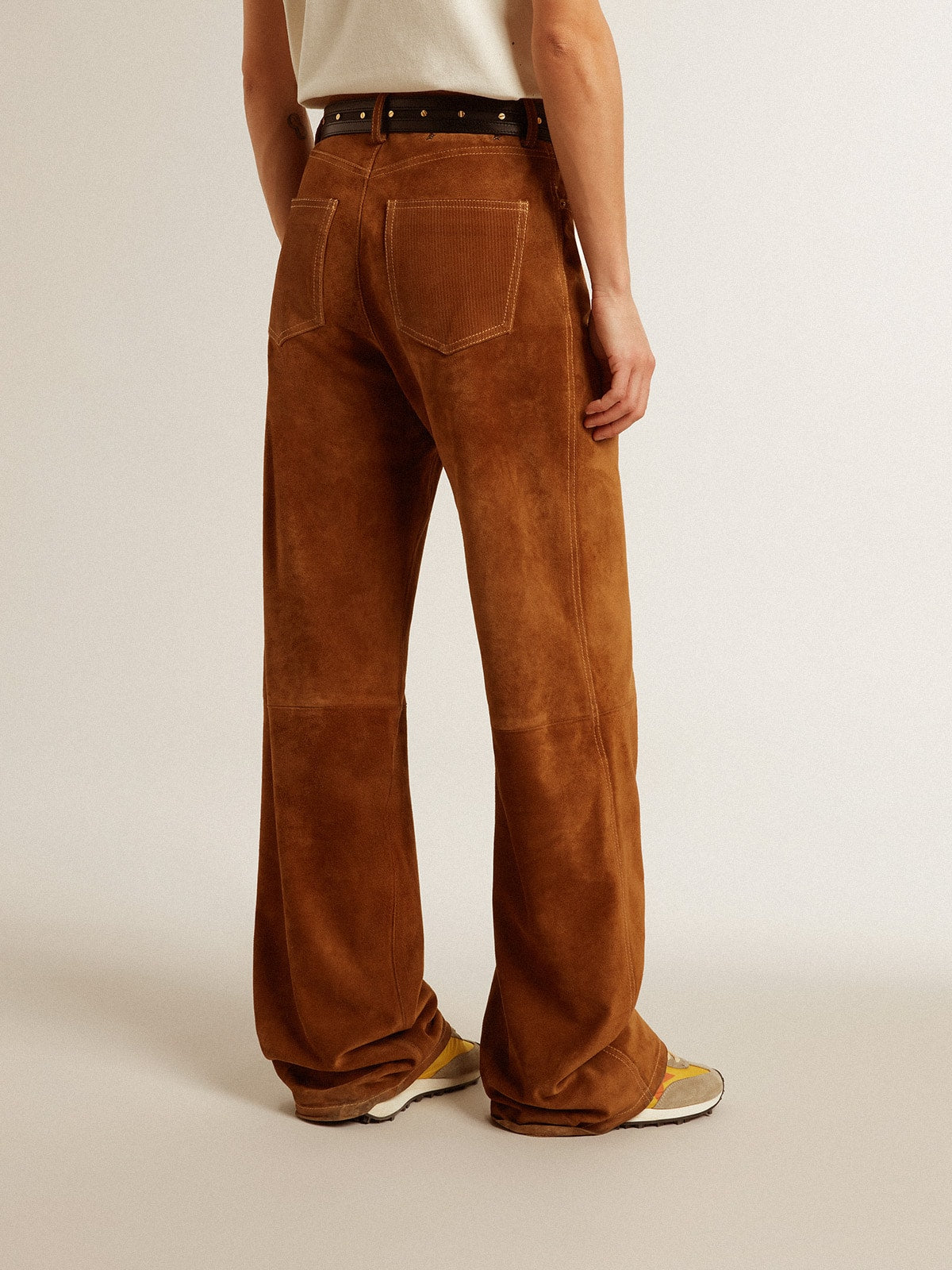 Women's tobacco-colored split leather pants - Golden Goose Women