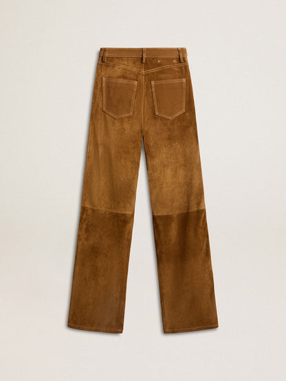 Women's tobacco-colored split leather pants - Golden Goose Women