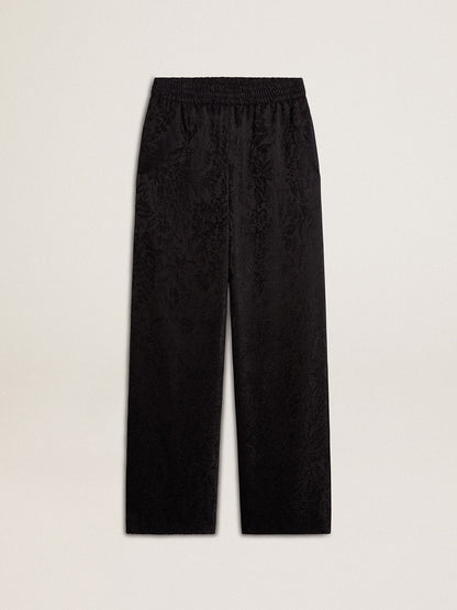 Women's black joggers with a tone-on-tone toile de jouy print - Golden Goose Women