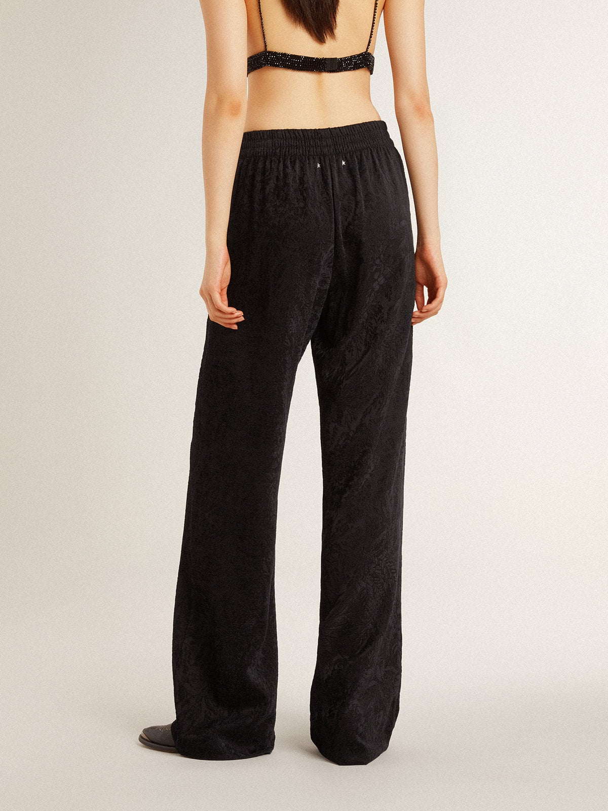 Women's black joggers with a tone-on-tone toile de jouy print - Golden Goose Women