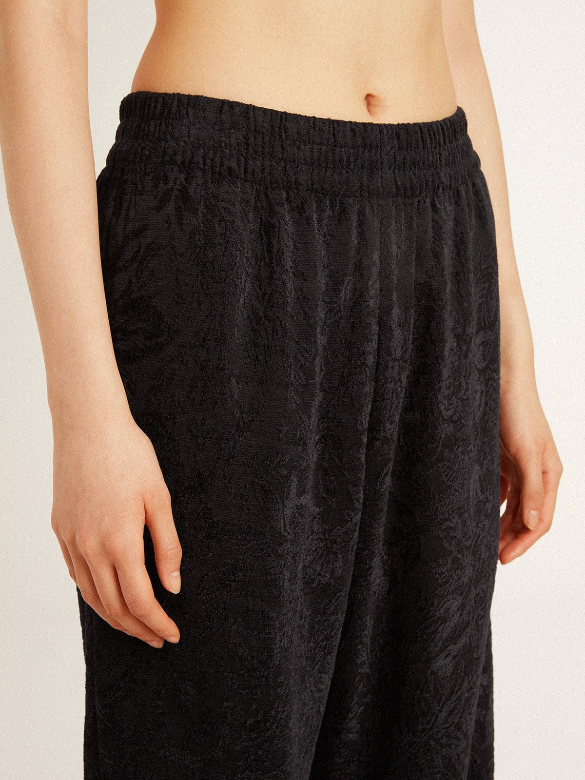 Women's black joggers with a tone-on-tone toile de jouy print - Golden Goose Women