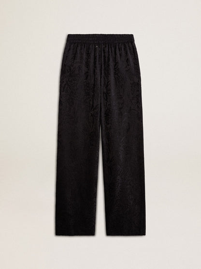 Women's black joggers with a tone-on-tone toile de jouy print - Golden Goose Women