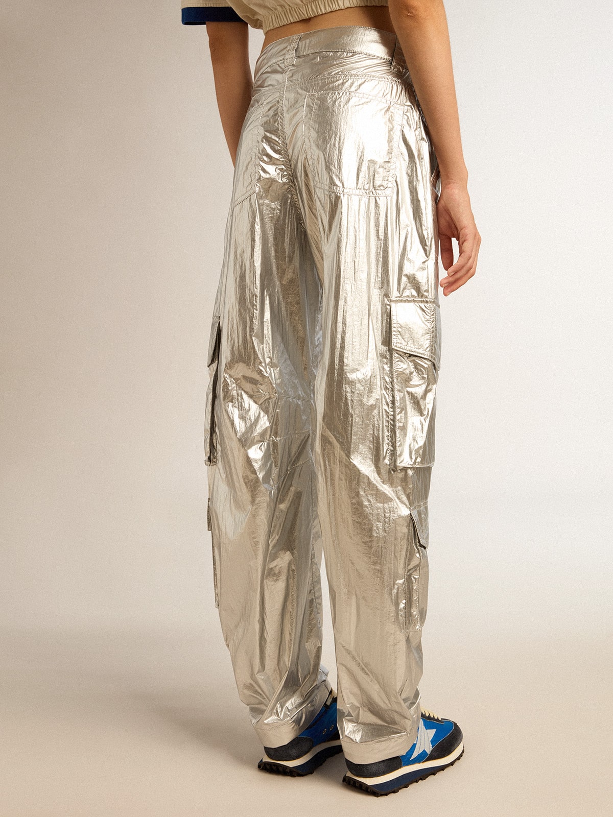 Women’s cargo pants in silver technical fabric - Golden Goose Women