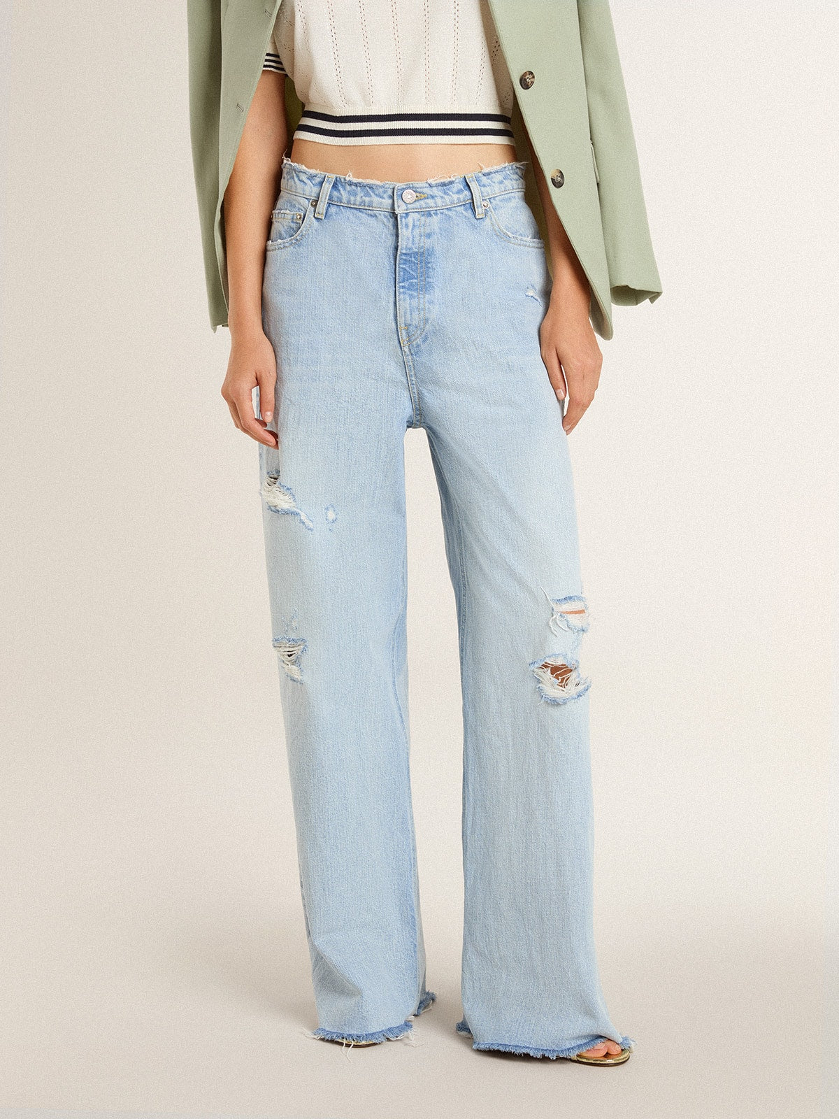 Women’s pants in lived-in effect denim - Golden Goose Women