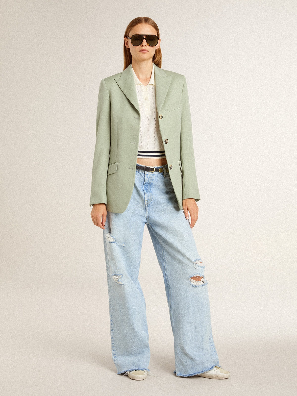 Women’s pants in lived-in effect denim - Golden Goose Women