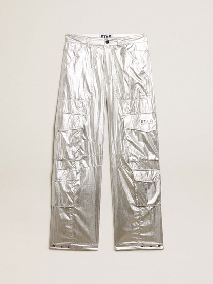 Cargo pants in silver technical fabric - Golden Goose Women