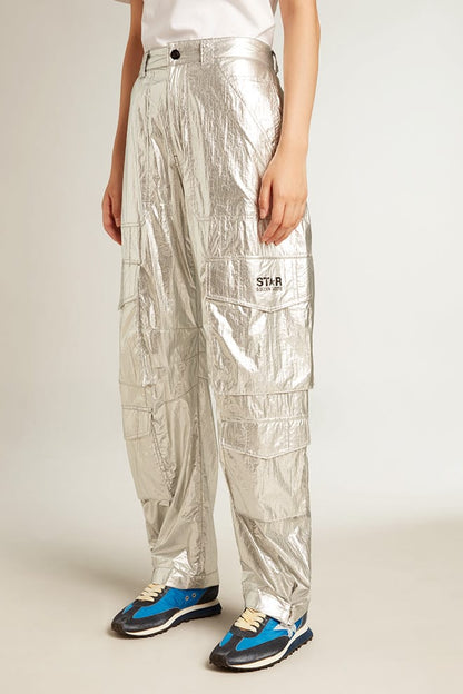 Cargo pants in silver technical fabric - Golden Goose Women