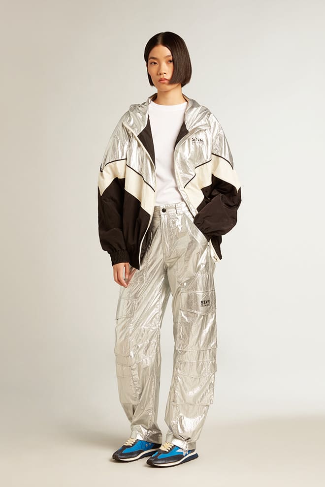 Cargo pants in silver technical fabric - Golden Goose Women