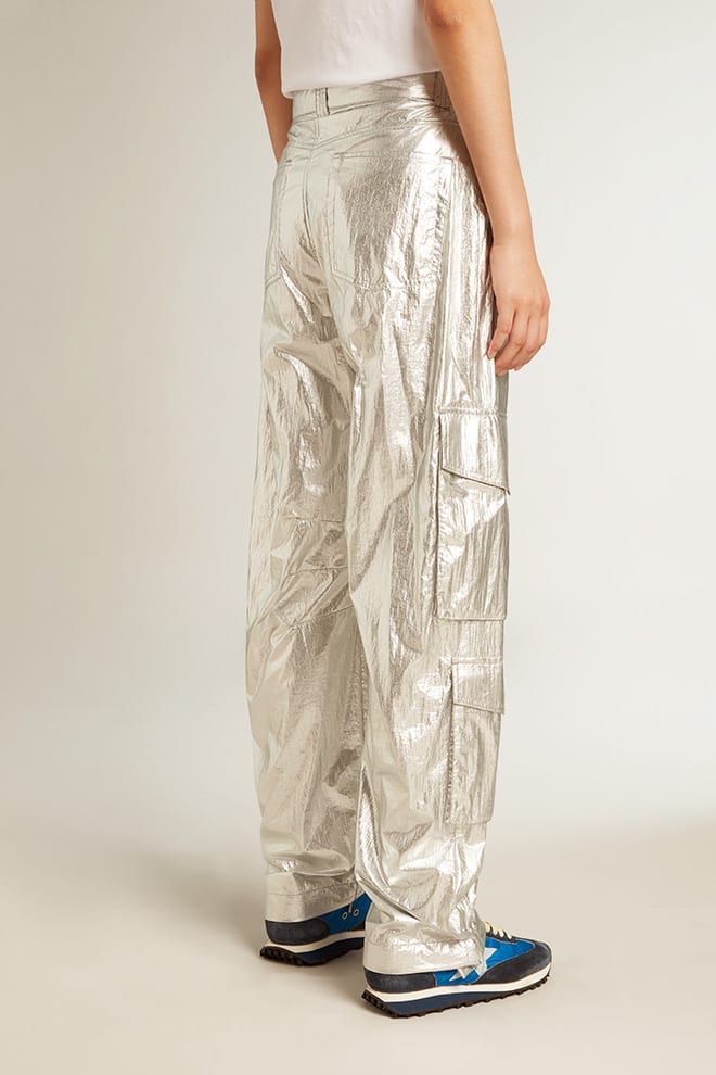 Cargo pants in silver technical fabric - Golden Goose Women