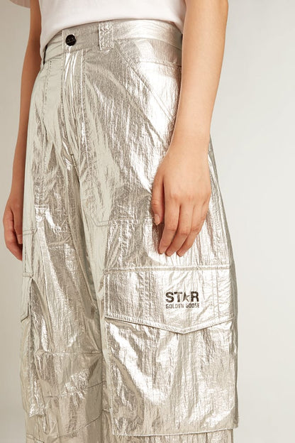 Cargo pants in silver technical fabric - Golden Goose Women