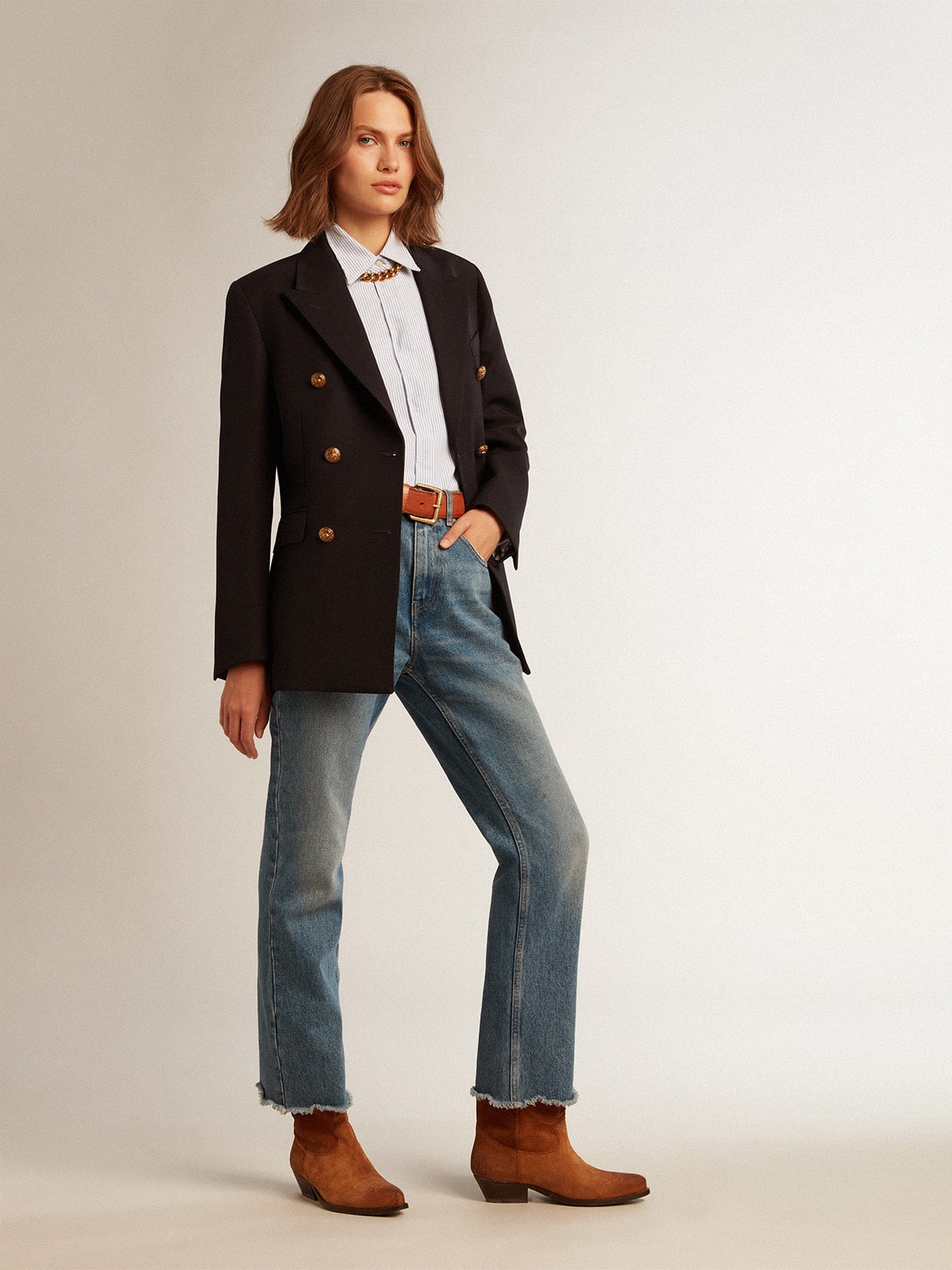Women's cropped flared jeans with medium wash - Golden Goose Women