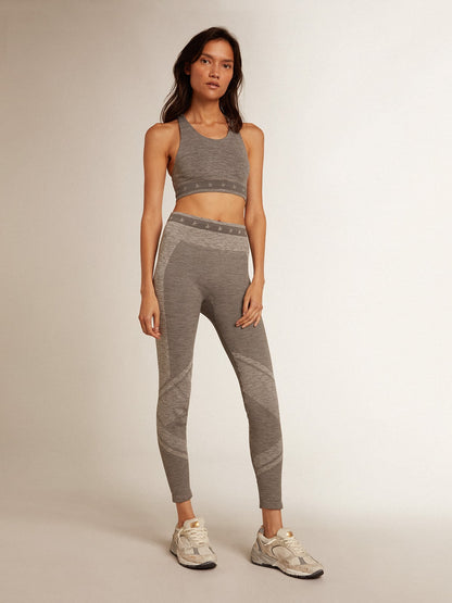 Women’s gray melange leggings with mixed stitching - Golden Goose Women