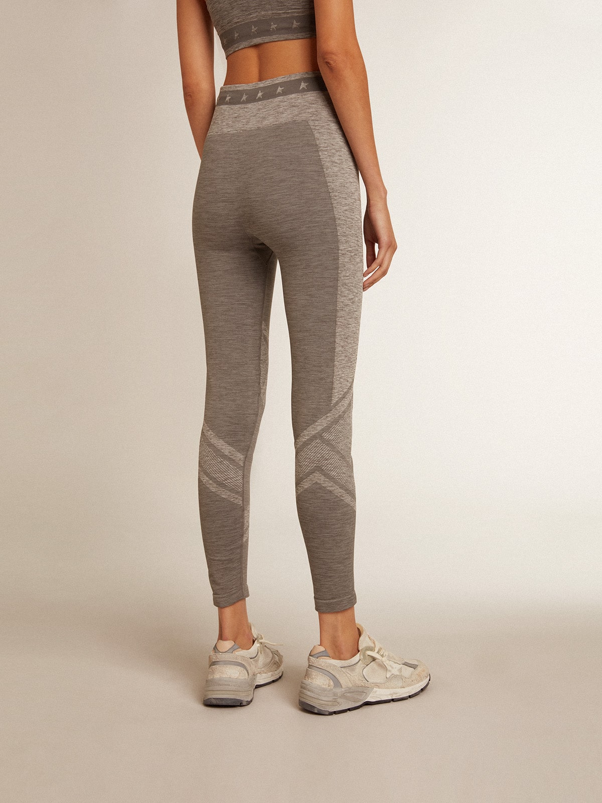 Women’s gray melange leggings with mixed stitching - Golden Goose Women