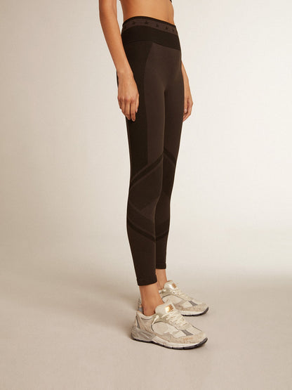 Women’s black leggings with mixed stitching - Golden Goose Women