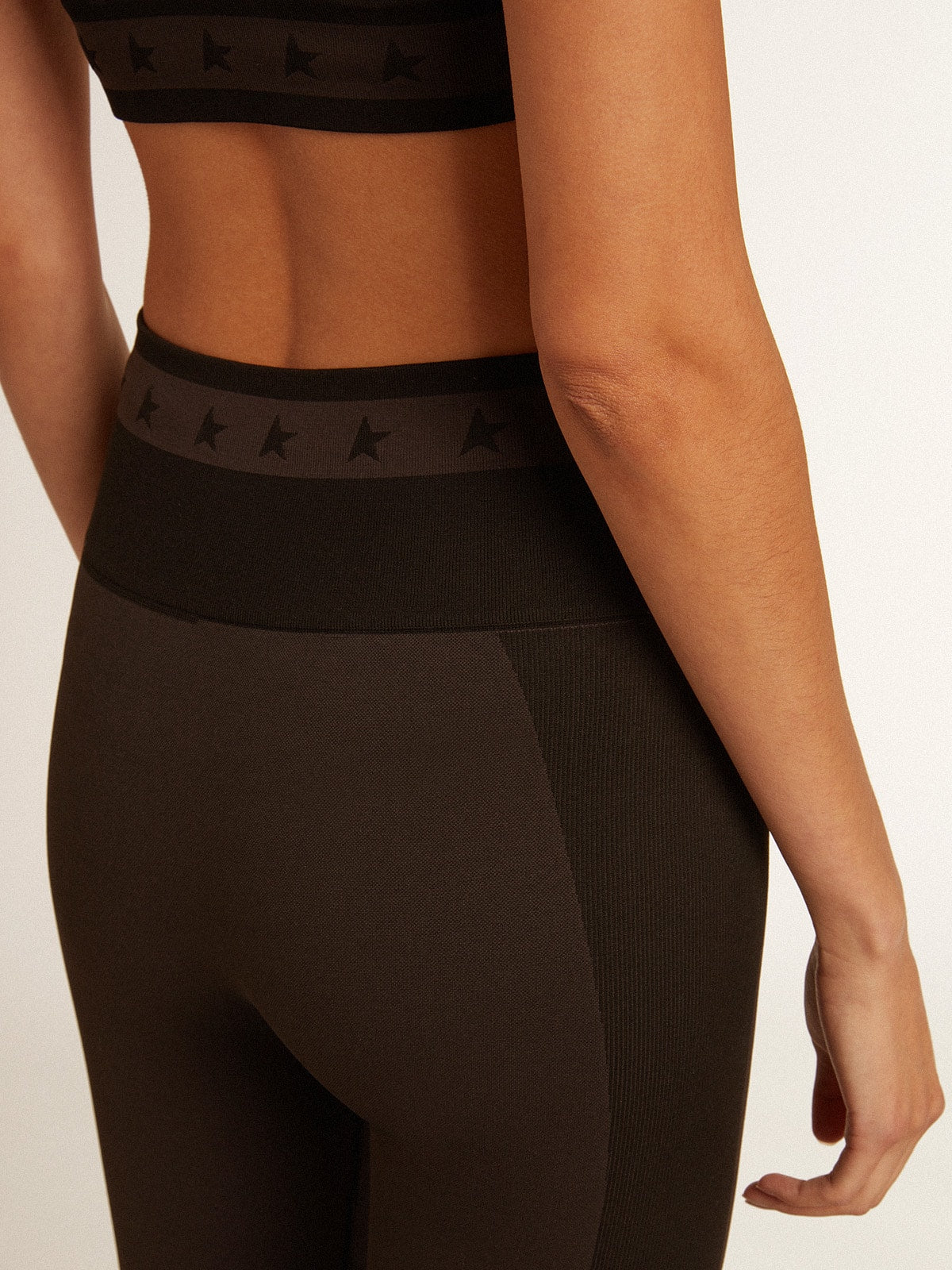 Women’s black leggings with mixed stitching - Golden Goose Women