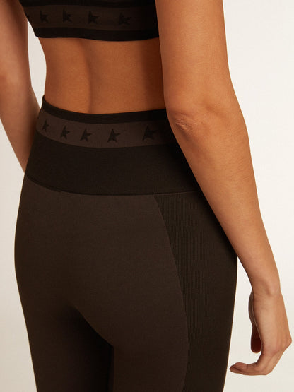Women’s black leggings with mixed stitching - Golden Goose Women