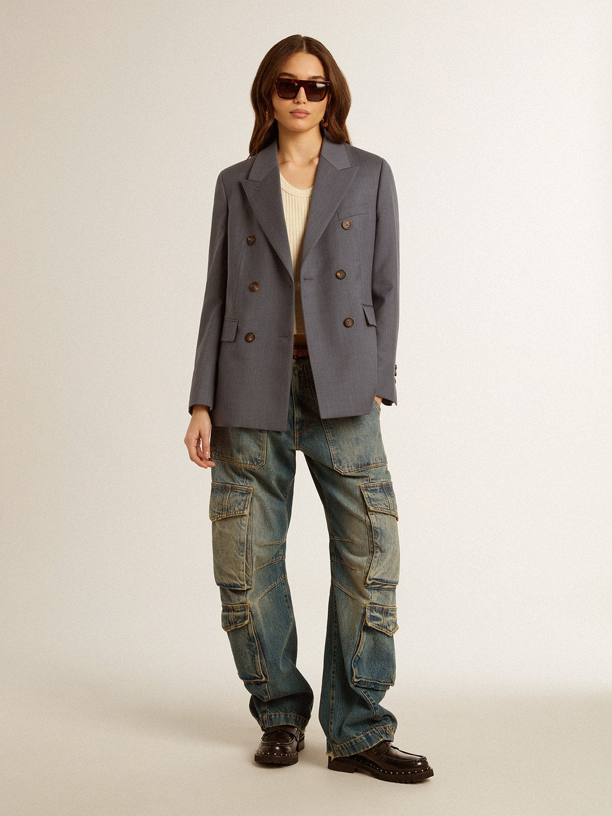 Blue jeans with a distressed finish - Golden Goose Women