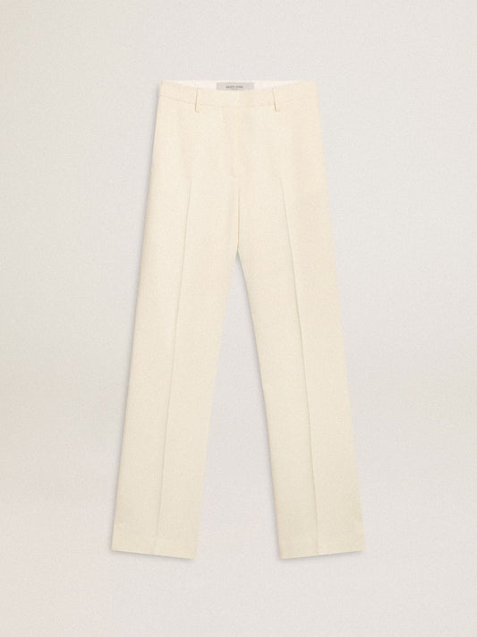 Women's loose pants in worn-white tailored fabric - Golden Goose Women