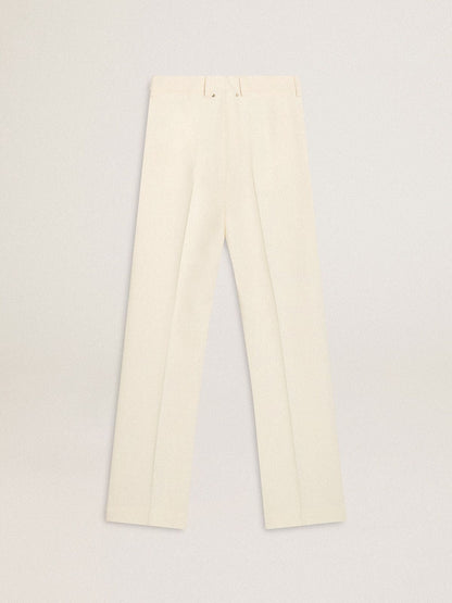 Women's loose pants in worn-white tailored fabric - Golden Goose Women