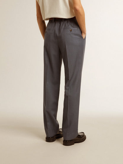 Women's loose pants in baby blue wool - Golden Goose Women