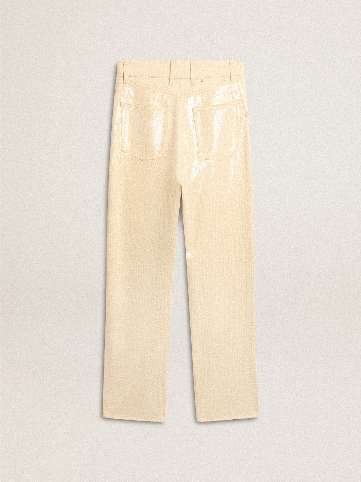 Ecru pants with transparent all-over sequins - Golden Goose Women