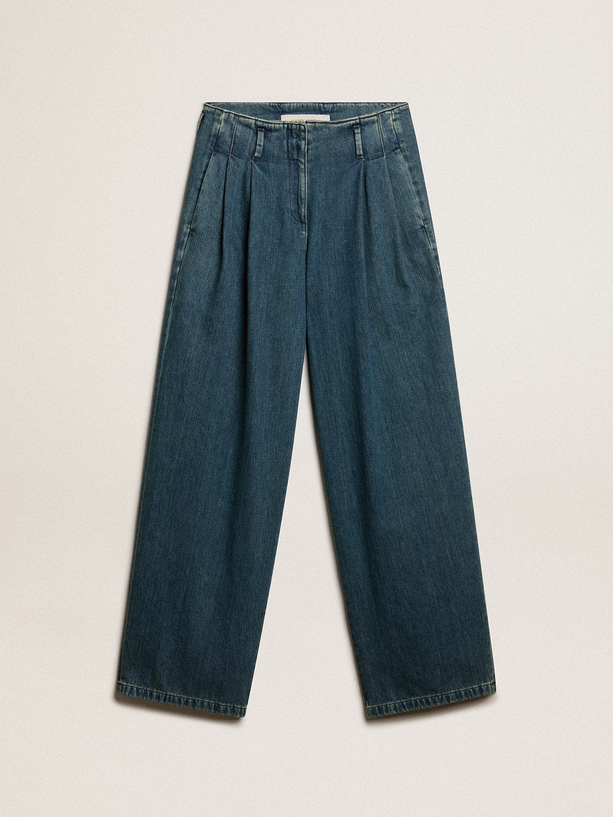 Women’s blue cotton pleated pants - Golden Goose Women