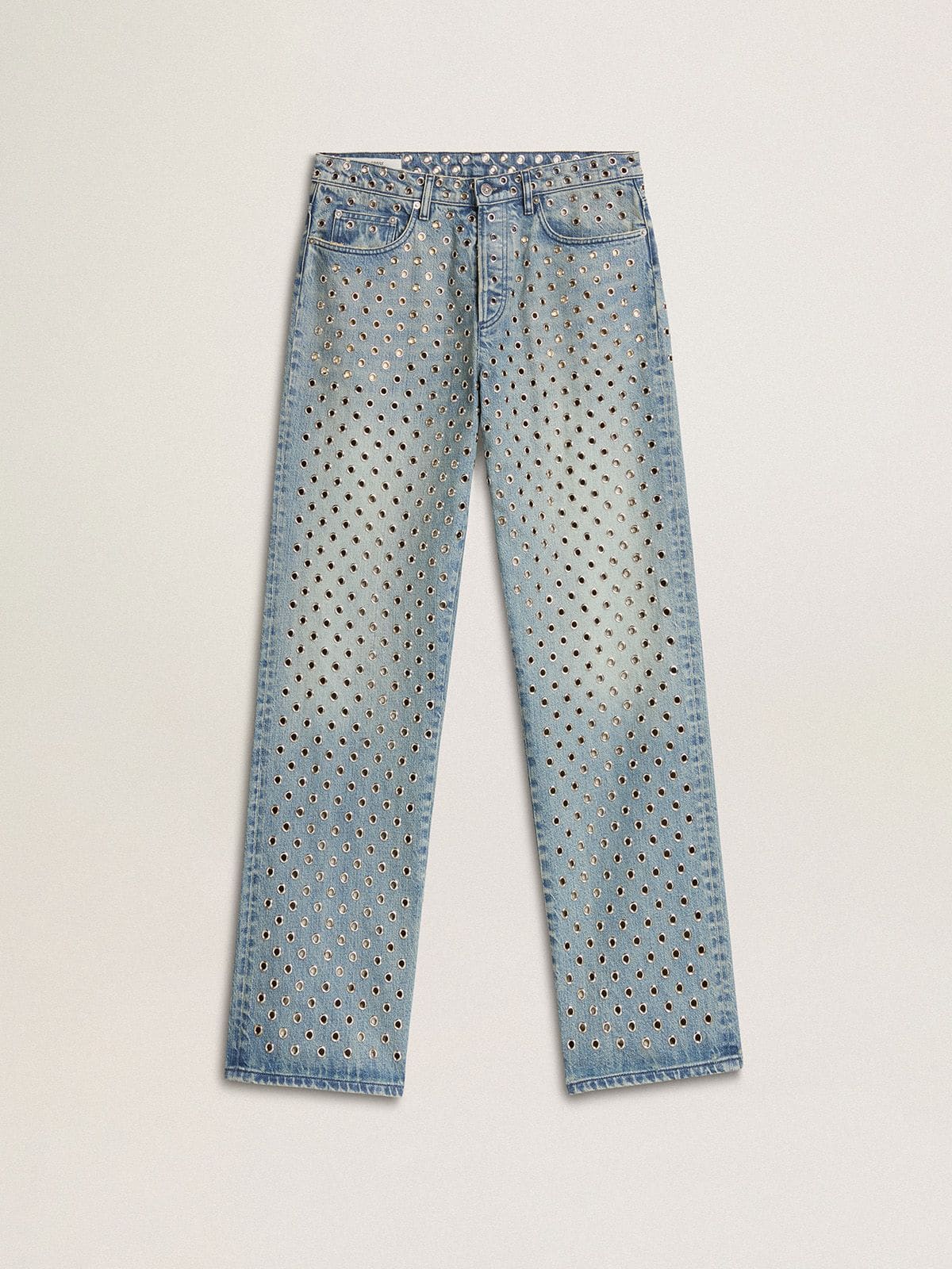 Women's washed jeans with all-over eyelets - Golden Goose Women
