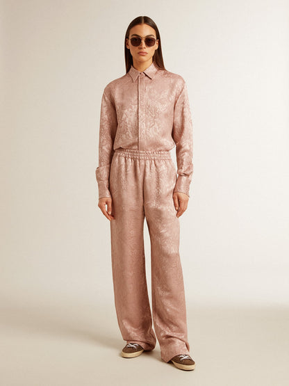 Women's pink viscose pants with floral pattern - Golden Goose Women