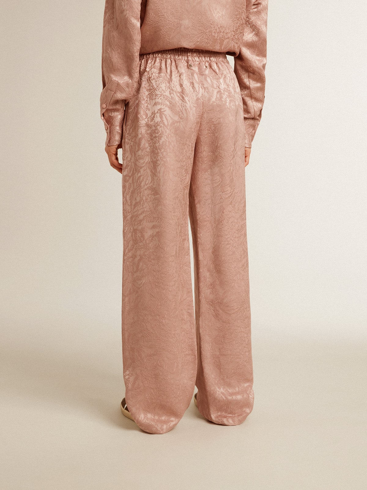 Women's pink viscose pants with floral pattern - Golden Goose Women