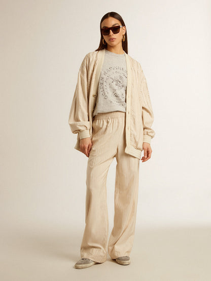 Women's light beige silk and viscose joggers - Golden Goose Women