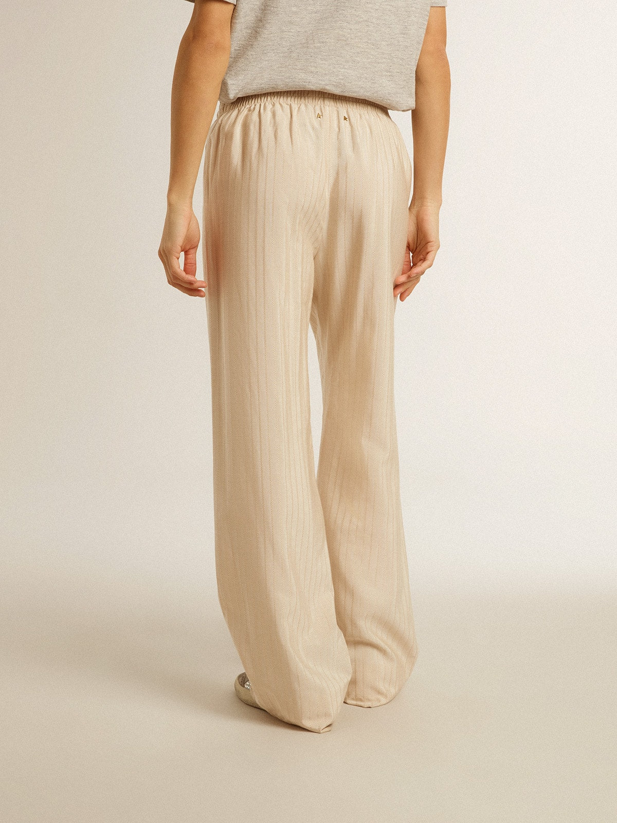 Women's light beige silk and viscose joggers - Golden Goose Women