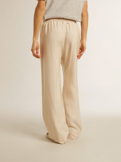 Women's light beige silk and viscose joggers - Golden Goose Women