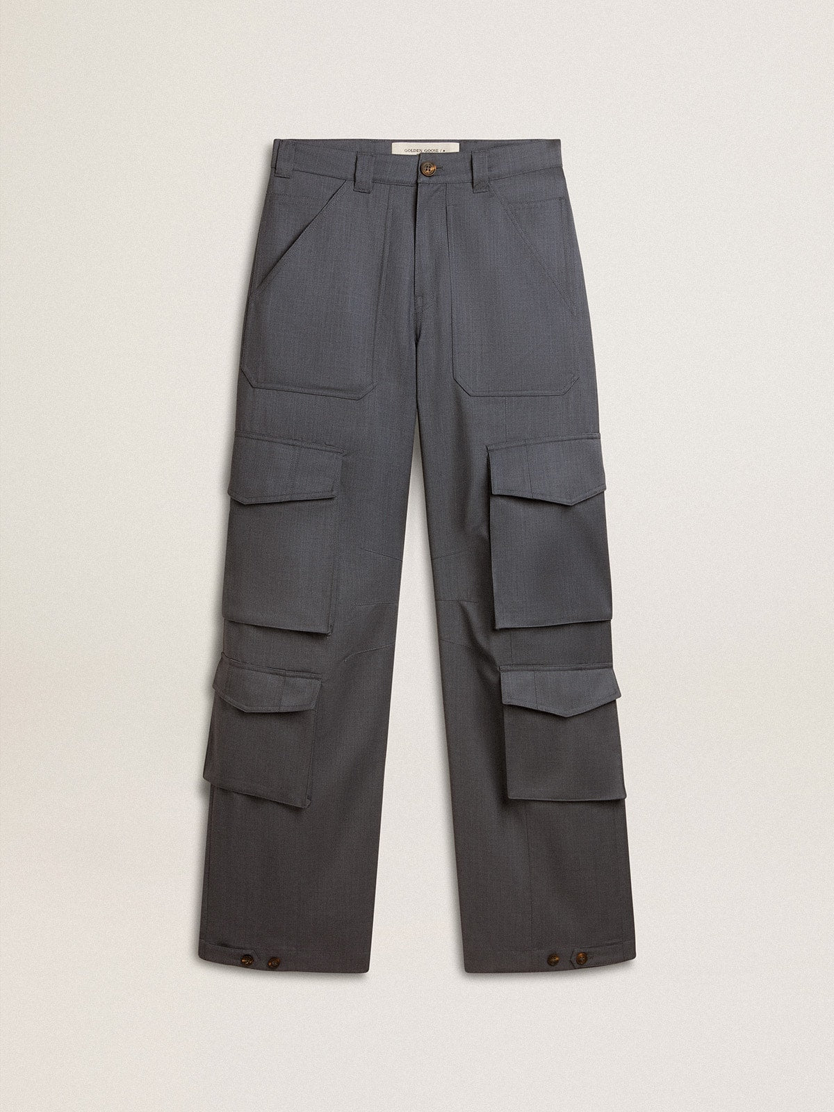Women's cargo pants in baby blue wool - Golden Goose Women