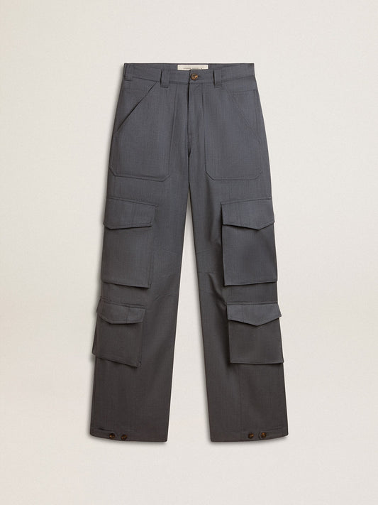 Women's cargo pants in baby blue wool - Golden Goose Women