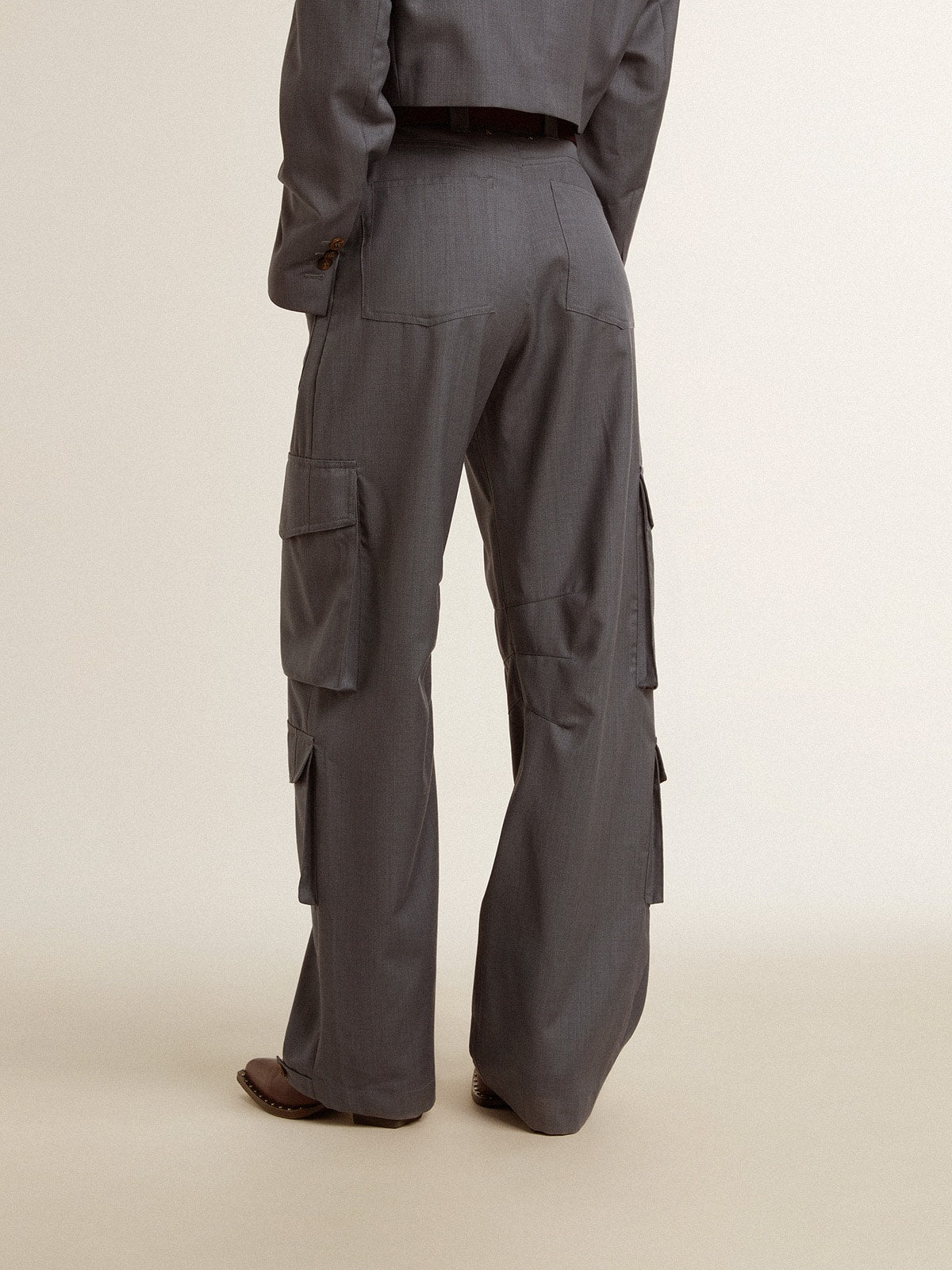 Women's cargo pants in baby blue wool - Golden Goose Women