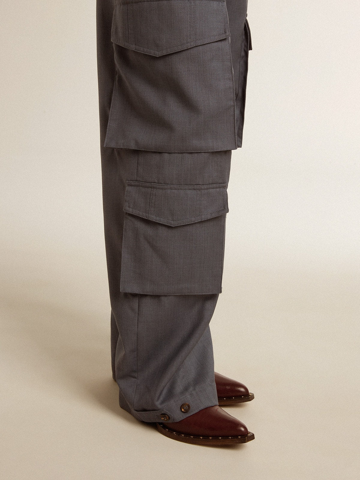 Women's cargo pants in baby blue wool - Golden Goose Women