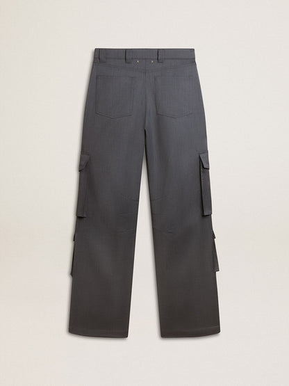 Women's cargo pants in baby blue wool - Golden Goose Women