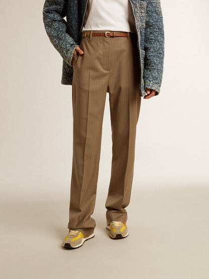 Women's pants in dove-gray tailored wool fabric - Golden Goose Women