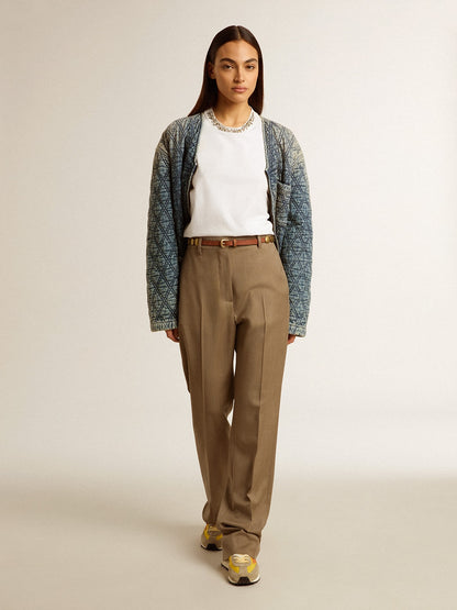 Women's pants in dove-gray tailored wool fabric - Golden Goose Women