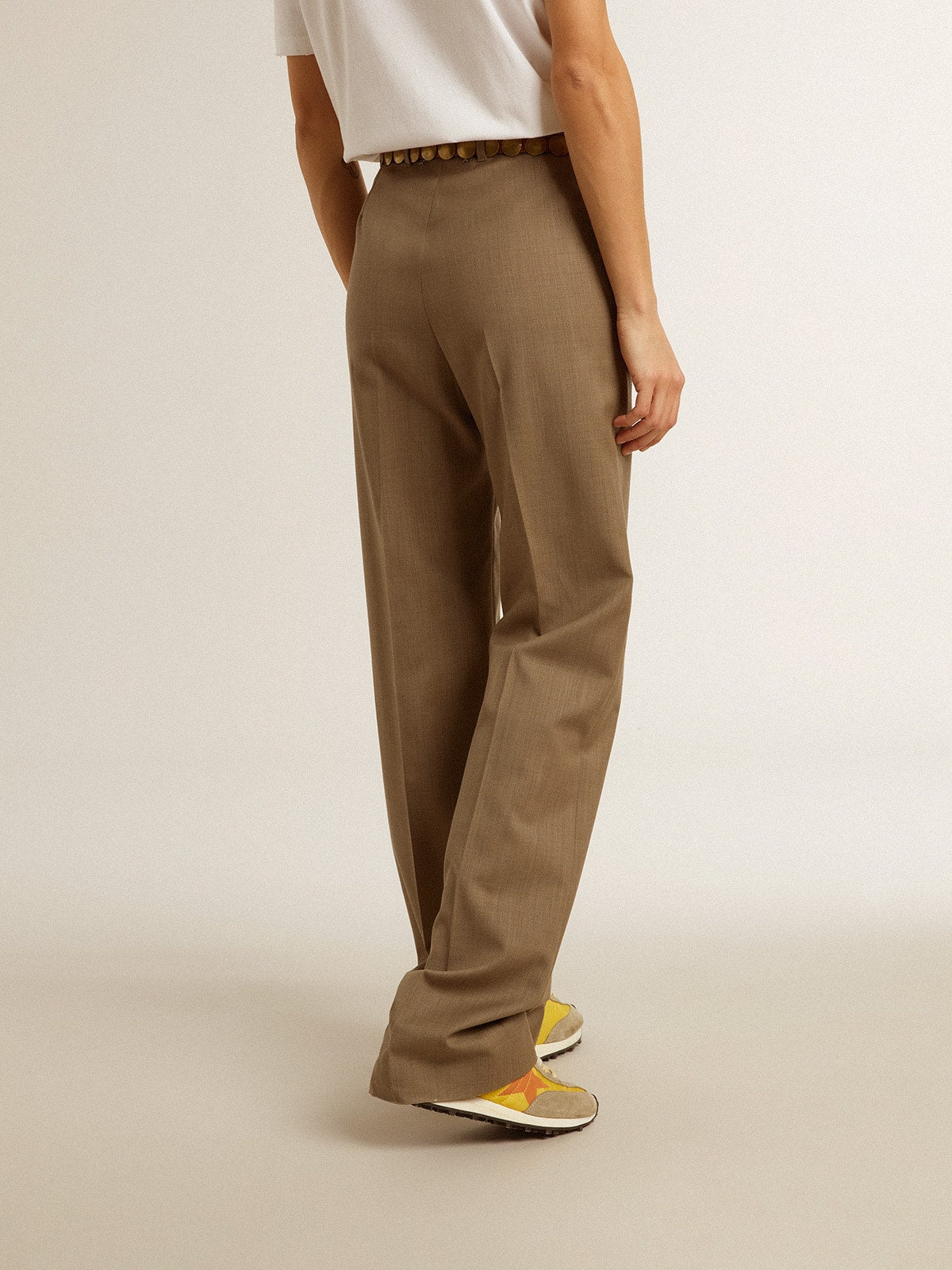 Women's pants in dove-gray tailored wool fabric - Golden Goose Women